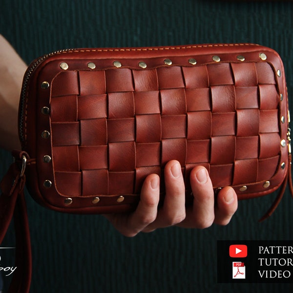 leather woven clutch pattern PDF - leather zip clutch pattern pdf - leather pdf - leather template