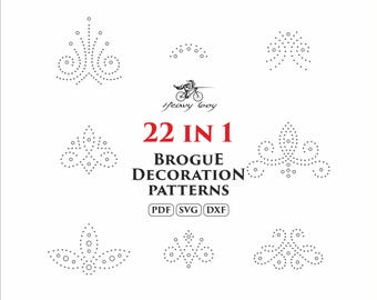 Leather brogue decoration pattern - leather brogging pattern - leather pattern - leather decoration pattern - svg pattern - dxf pattern