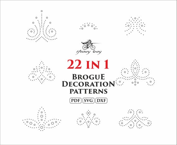 Leather brogue decoration pattern - leather brogging pattern - leather pattern - leather decoration pattern - svg pattern - dxf pattern