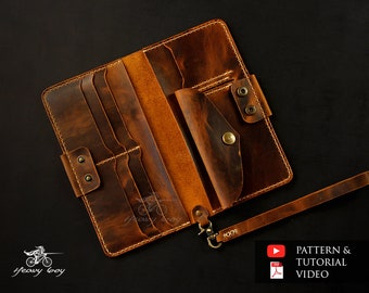 Leather clutch pattern - Leather wallet pattern - leather template - leather long wallet patterns
