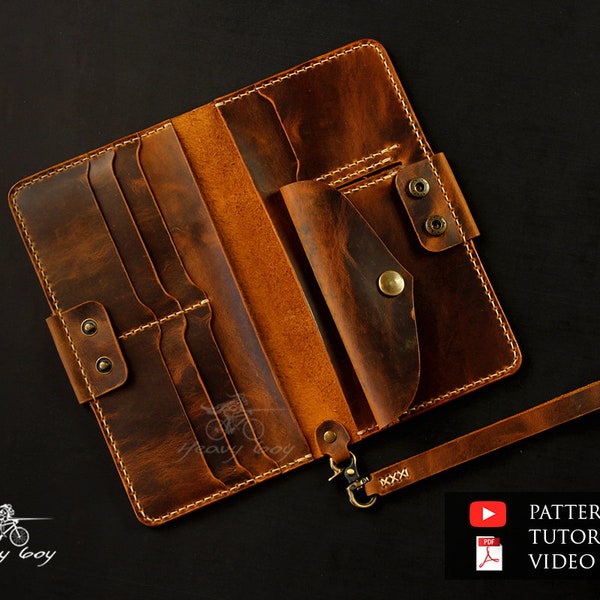 Leather clutch pattern PDF - Leather wallet pattern - leather template - leather long wallet patterns