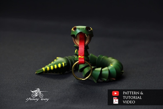 leather toy pattern - Leather snake toy pattern - leather keychaine pattern pdf - leather pattern pdf - leather charm pattern