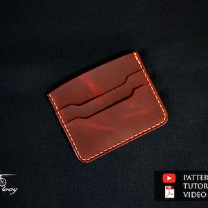 Leather card wallet pattern - leather card holder pattern - leather template - leather wallet pattern pdf