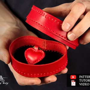 Muster für Geschenkbox aus Leder – Muster für Herzbox aus Leder, Muster für Lederschlüsselanhänger – Ledervorlage – PDF-Download