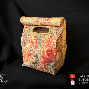 Leather lunch bag pattern PDF - leather pattern pdf - leather bag pattern pdf - leather lunch box pattern pdf - picnic bag pattern pdf