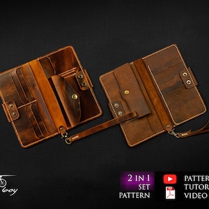 Patrón clutch de cuero - Patrón billetera de cuero - plantilla de cuero - patrones de billetera larga de cuero