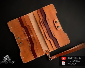 Leather clutch pattern - Leather wallet pattern pdf - leather template - leather long wallet patterns