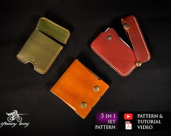 Leather card wallet pattern - leather minimalist wallet pattern - leather card holder pattern - leather template - pdf download