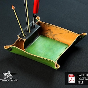 Leather tray pattern - leather pdf - leather template pdf - pdf download - leather diy - leather tray with rack pattern