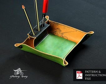 Leather tray pattern - leather pdf - leather template pdf - pdf download - leather diy - leather tray with rack pattern