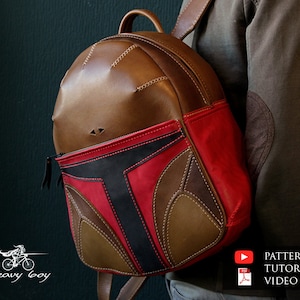 Leather Backpack Boba Fett pattern - leather bag pattern pdf - leather pattern pdf - leather template pdf