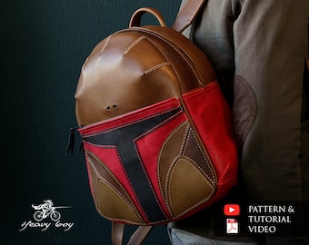 Leather Backpack Boba Fett pattern - leather bag pattern pdf - leather pattern pdf - leather template pdf