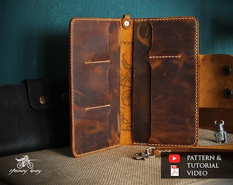 Leather clutch pattern - Leather wallet pattern pdf - leather template pdf - leather long wallet patterns pdf