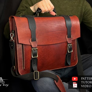 Patrón maletín de cuero - patrón bolso de cuero - patrón bolso para portátil de cuero - patrón maleta de cuero - patrón cuero pdf