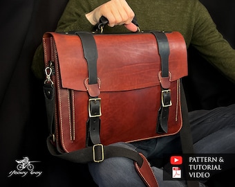 Leather briefcase pattern - leather bag pattern - leather laptop bag pattern - leather suitcase pattern - leather pattern pdf