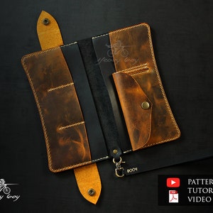 Patrón clutch cuero - Patrón billetera cuero pdf - plantilla cuero - patrones billetera larga cuero