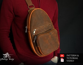 Leather sling bag pattern - leather crossbody bag pattern pdf - leather backpack pattern - leather template - pdf download