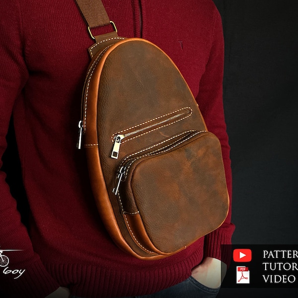 Leather sling bag pattern PDF - leather crossbody bag pattern pdf - leather backpack pattern - leather template - pdf download
