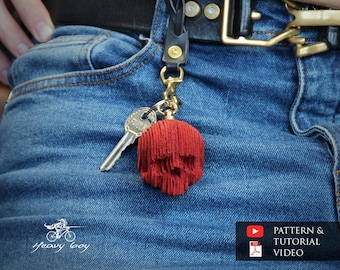 Leather skull pattern - leather skull charm pattern - leather pattern - leather toy pattern - leather pumpkin pattern - keychaine pattern