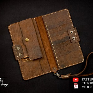Patrón clutch de cuero - Patrón billetera de cuero - plantilla de cuero - patrones de billetera larga de cuero - patrón billetera clutch de cuero