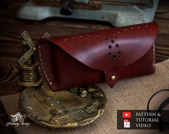 Glasses case Pattern - Leather DIY - Pdf Download - Glasses Case Template - Video Tutorial - leather pdf