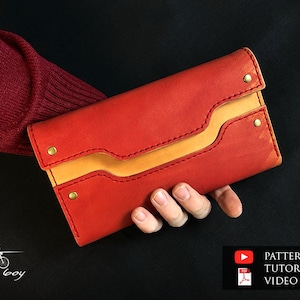 Patrón clutch cuero cremallera - Patrón billetera cuero pdf - Patrón billetera larga cuero pdf - Patrón billetera mujer cuero pdf