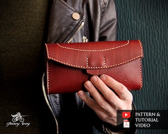 Leather clutch pattern - Leather wallet pattern pdf - leather long wallet pattern - leather woman wallet pattern - woman clutch pattern