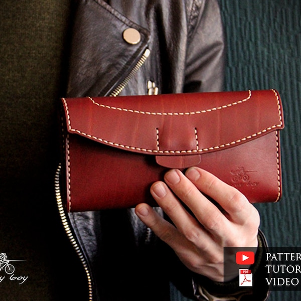 Leather clutch pattern PDF - Leather wallet pattern pdf - leather long wallet pattern - leather woman wallet pattern - woman clutch pattern