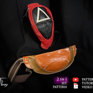 Leather waist bag pattern - leather sling bag pattern pdf - leather bag pattern - leather fanny pack pattern - leather template
