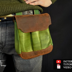 Muster für eine Hüfttasche aus Leder - Muster für eine Beuteltasche aus Leder - Muster für eine Gürteltasche aus Leder im PDF-Format - Ledervorlage - PDF-Download
