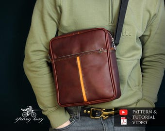 Leather messenger bag pattern - leather crossbody bag pattern pdf - leather mens bag pattern - leather sling bag pattern - Kostillo bag pdf