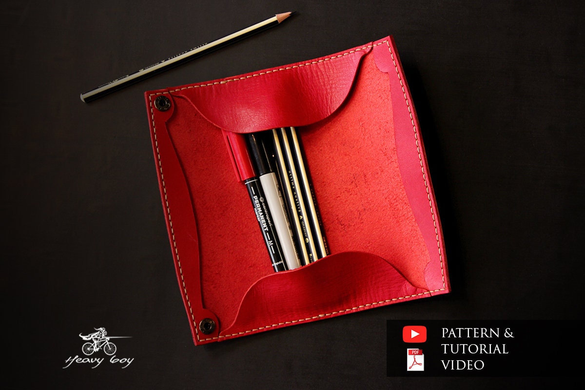 Handmade Genuine Leather Pen Case Office Pencil Holder Pens Organizer Bag  School