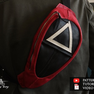 Leather waist bag pattern - leather sling bag pattern - leather cross body bag pattern - leather fanny pack pattern - leather template