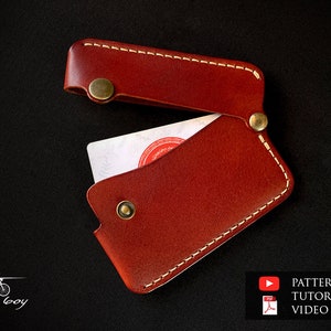 Patrón billetera tarjeta de cuero - patrón billetera cuero minimalista - patrón tarjetero cuero pdf - plantilla cuero - descargar pdf