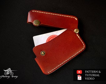 Leather card wallet pattern - leather minimalist wallet pattern - leather card holder pattern pdf - leather template - pdf download