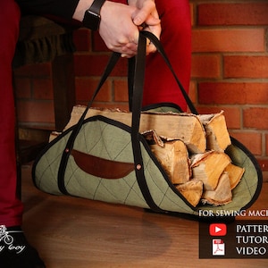 leather firewood carrier pattern - leather firewood carrier PDF - leather template - leather pattern - leather pdf pattern