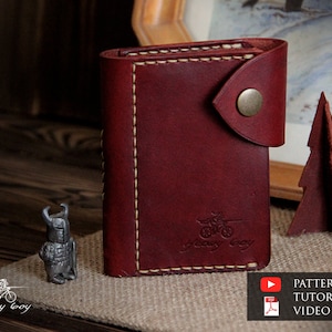 Patrón billetera tarjeta cuero - patrón billetera negocios cuero - patrón tarjetero cuero - plantilla cuero - descargar pdf