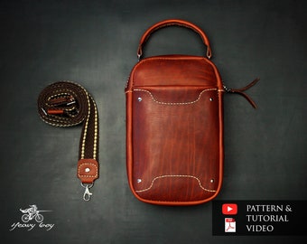 Leather man bag pattern - leather messenger bag pattern pdf - leather crossbody bag pattern - leather sling bag pattern