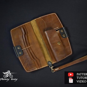 Patrón clutch cuero - Patrón billetera cuero - patrones billetera larga cuero - plantilla cuero - patrón cuero pdf