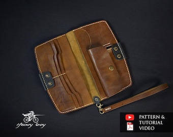 Leather clutch pattern - Leather wallet pattern - leather long wallet patterns - leather template - leather pattern pdf