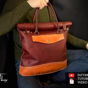 Muster für Ledertaschen – Muster für Rolltop-Taschen aus Leder – Muster für Gepäcktaschen aus Leder – Muster für Ledertaschen im PDF-Format – Muster für Damentaschen aus Leder