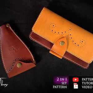 Patrón de embrague de cuero - Patrón de billetera de cuero - patrones de billetera larga de cuero - Patrón de porta llaves - patrón de caja de llaves - patrón de cuero