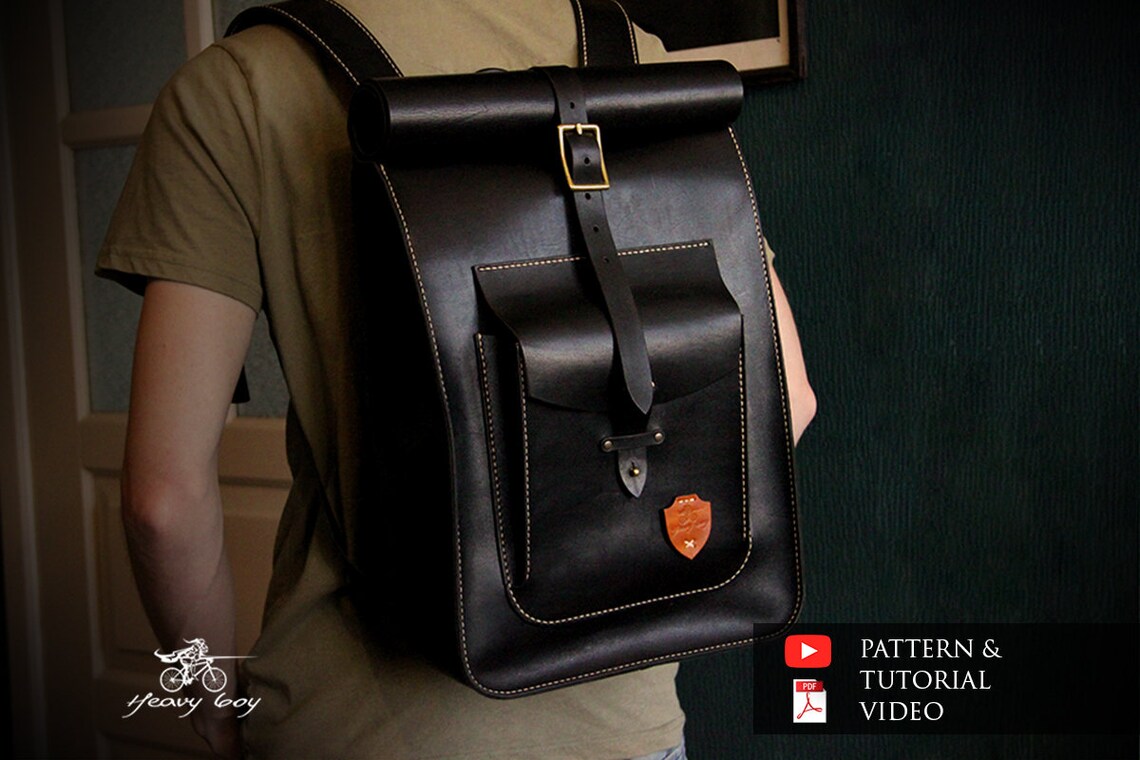 Leather Roll Top Backpack Pattern - Leather Bag Pattern - Leather ...