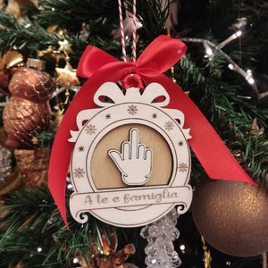 Decorazione Natale divertente pallina albero originale ornamento personalizzato in legno