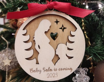 Primo ornamento di Natale del bambino in legno, decorazione di Natale personalizzata 2023, Regalo per il primo Natale regalo per bambini