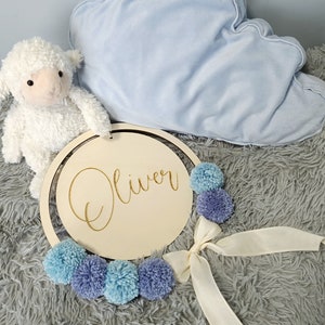 Fiocco nascita idea regalo personalizzato nascita bimbo, incisione nome legno decorazione speciale camera, primo regalo originale babyshower immagine 6