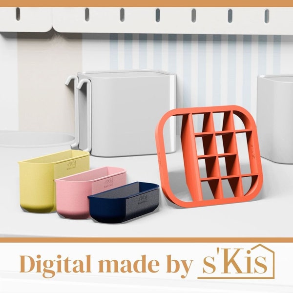 SKADIS container insert with practical small parts compartment for the IKEA metal container with 11 compartments as an STL file for printing yourself in 3D