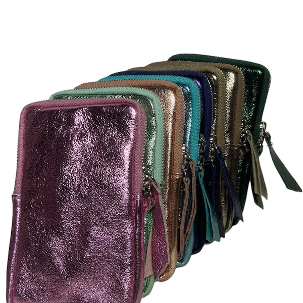 Pochette smartphone en cuir véritable,pochette bandoulière