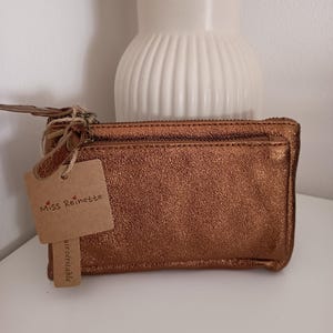 Genuine satin leather wallet, women&#39;s leather purse, women&#39;s card holder