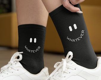 Statement Socken Whatever mit Smiley / Socks for everyone / Socken mit Print / Schlichte Socken / i don't care socks